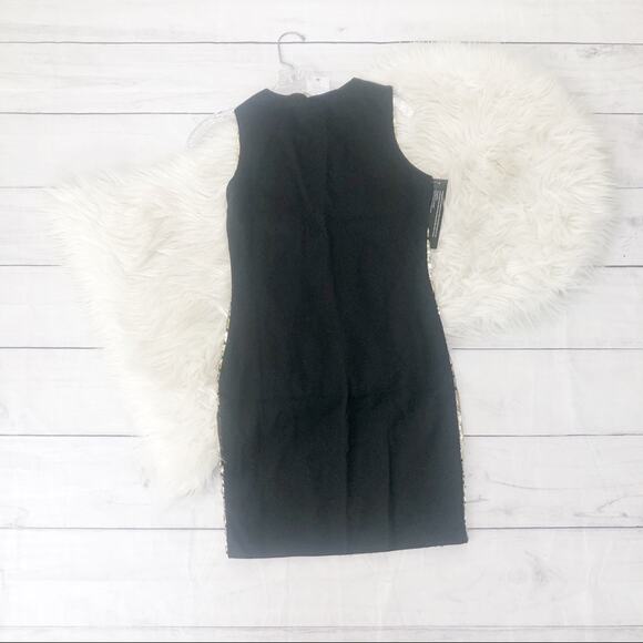 WYLDR ASOS Gold Geo Sequins‎ Sleeveless Round Neck Mini Dress Size Medium NEW - Picture 4 of 6